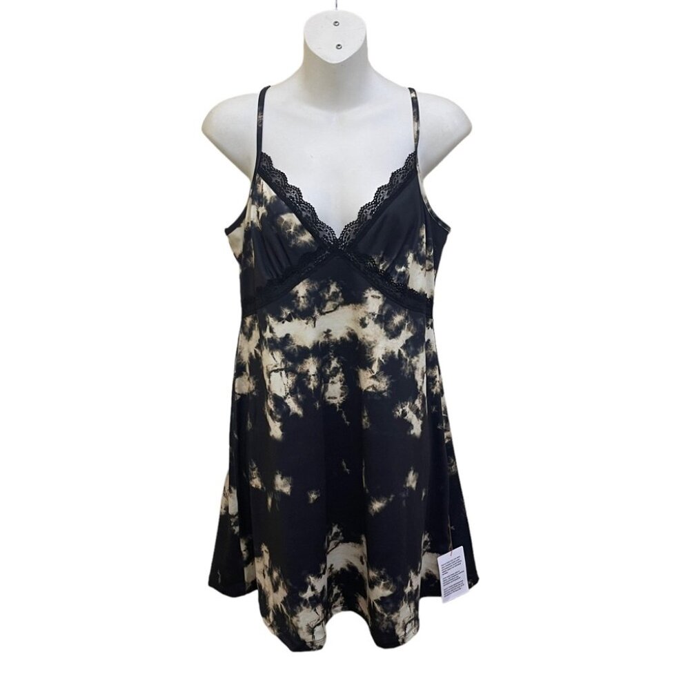 ASOS DESIGN 2 in 1 grunge tie dye mini dress with lace trim
